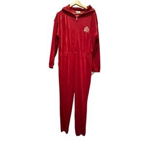 Juicy by Juicy Couture Red Velour Jumpsuit Hooded One Piece Size M Y2KStyle